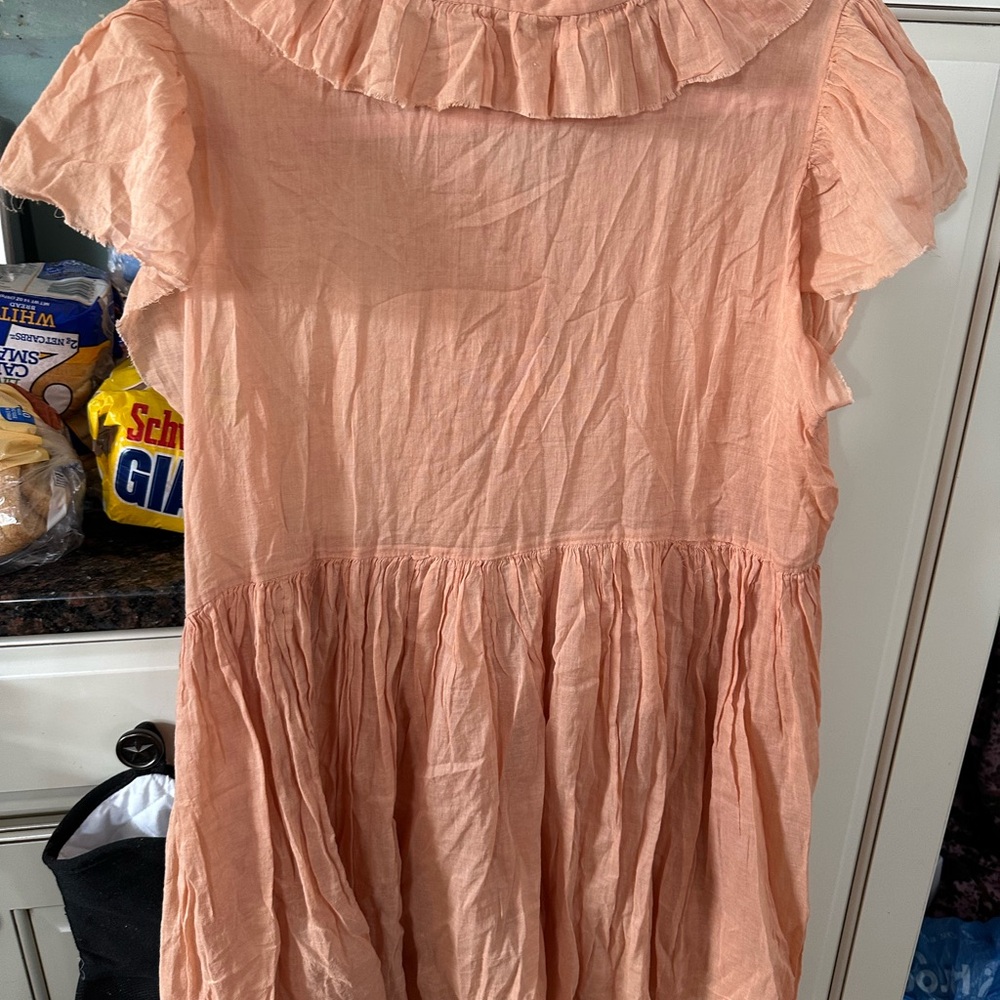 Women’s Peach Ruffle Button-Front Tunic - Picture 3 of 8